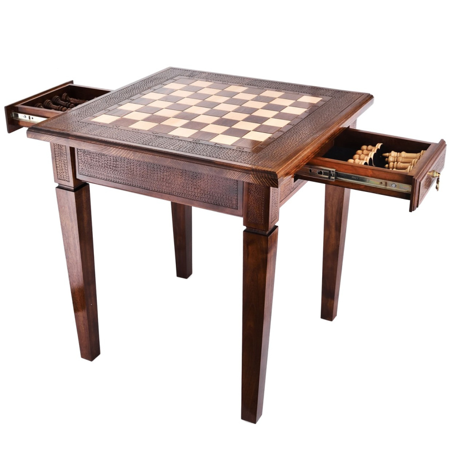 Стол ломберный Шахматы резные "Цитадель" 60 купить в Нижнем Новгороде