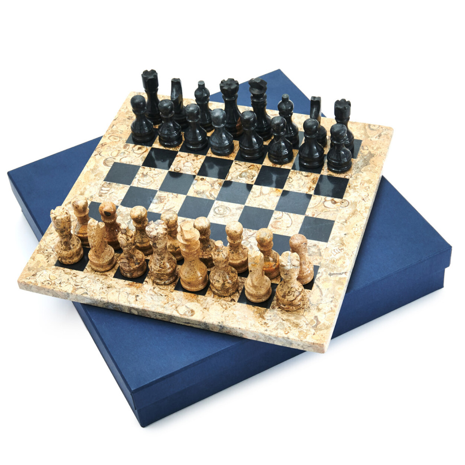 Шахматы каменные "Карфаген" мрамор и ракушечник 30
