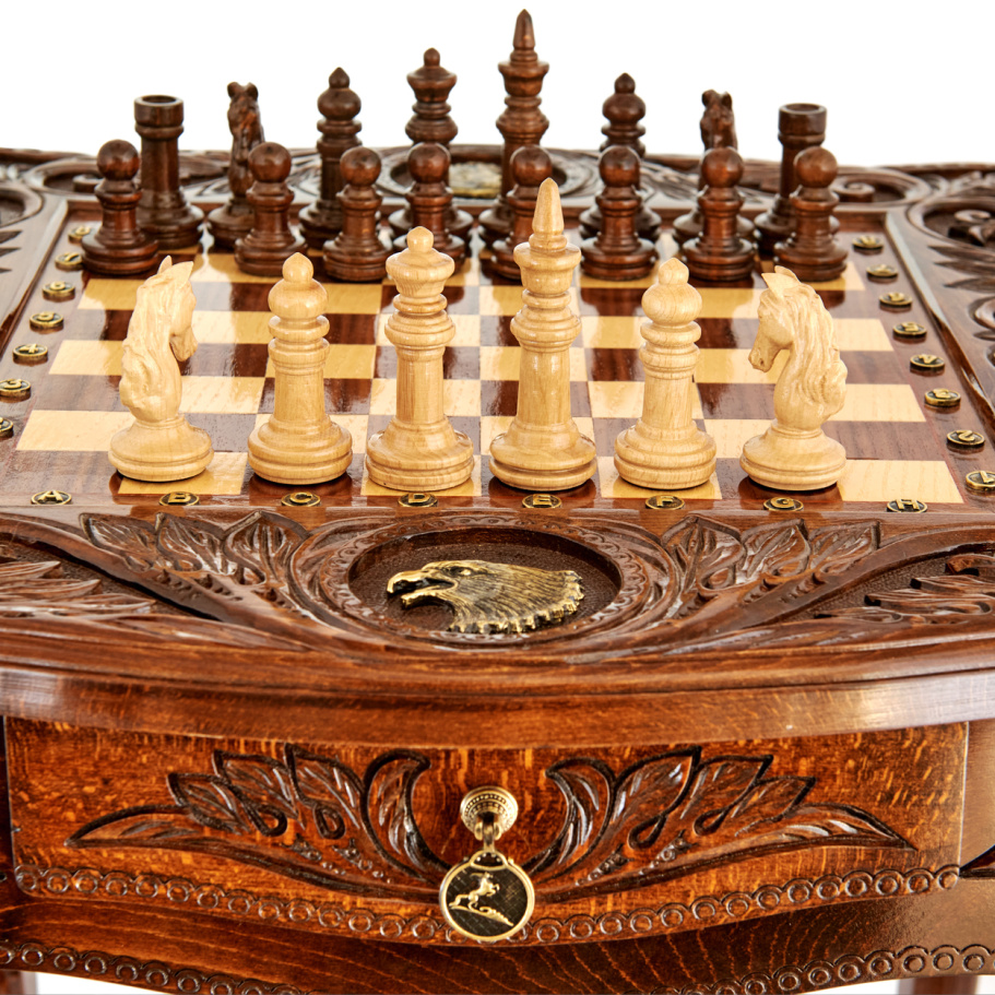 Стол ломберный Шахматы резные "Гордый орел" 60 купить в Нижнем Новгороде
