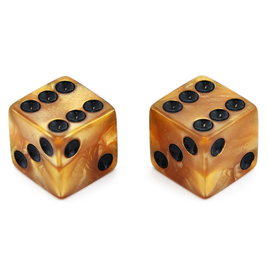 Кости игральные "Лазурь" акрил, желтый, 15 мм (2 шт.)