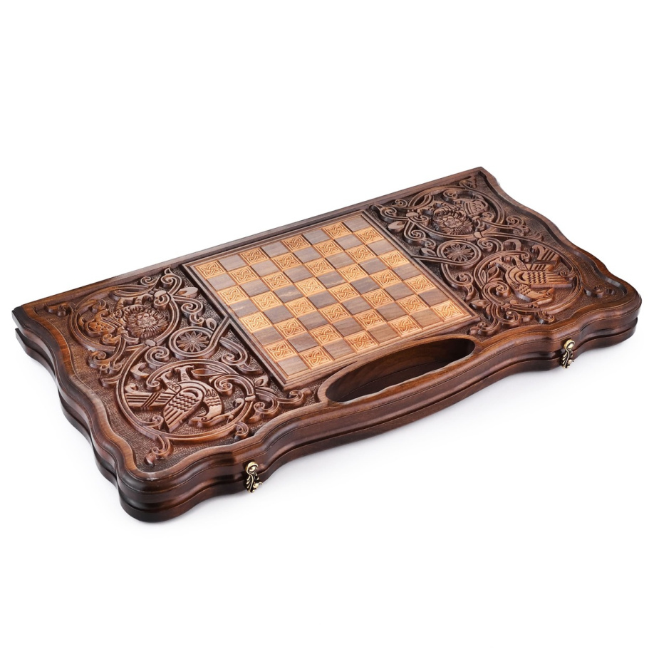 Нарды резные  "Герб России 3"  большие 60, Harutyunyan купить в Нижнем Новгороде