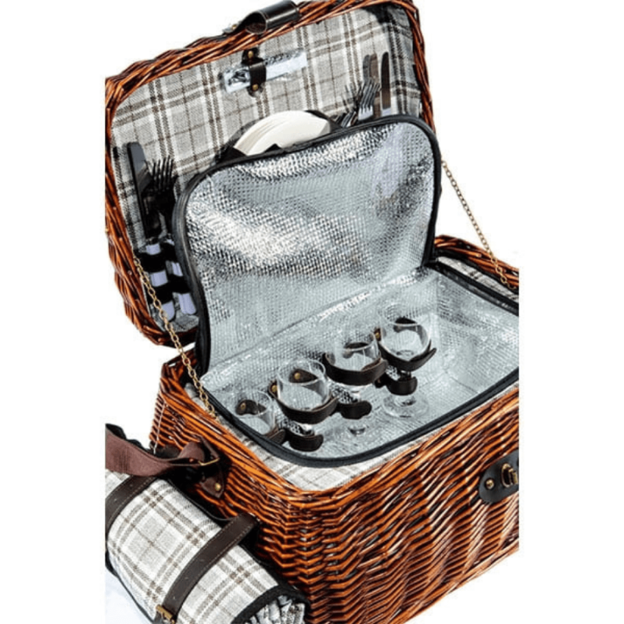 Корзина для пикника Рассвет (на 4 персоны) с пледом купить в Нижнем Новгороде