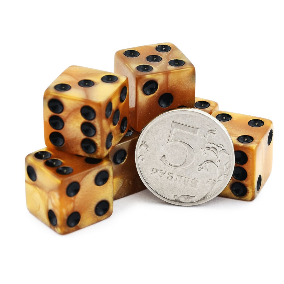 Кости игральные "Лазурь" акрил, желтый, 15 мм (2 шт.) купить в Нижнем Новгороде