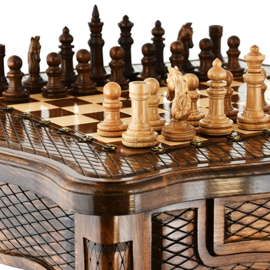 Стол ломберный Шахматы резные "Гиперион" 60 купить в Нижнем Новгороде