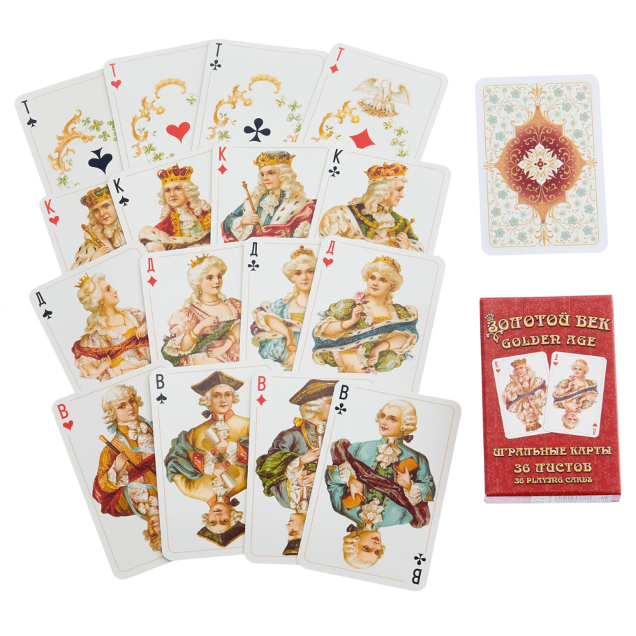 Карты игральные "Золотой Век", красная рубашка, 36 карт купить в Нижнем Новгороде