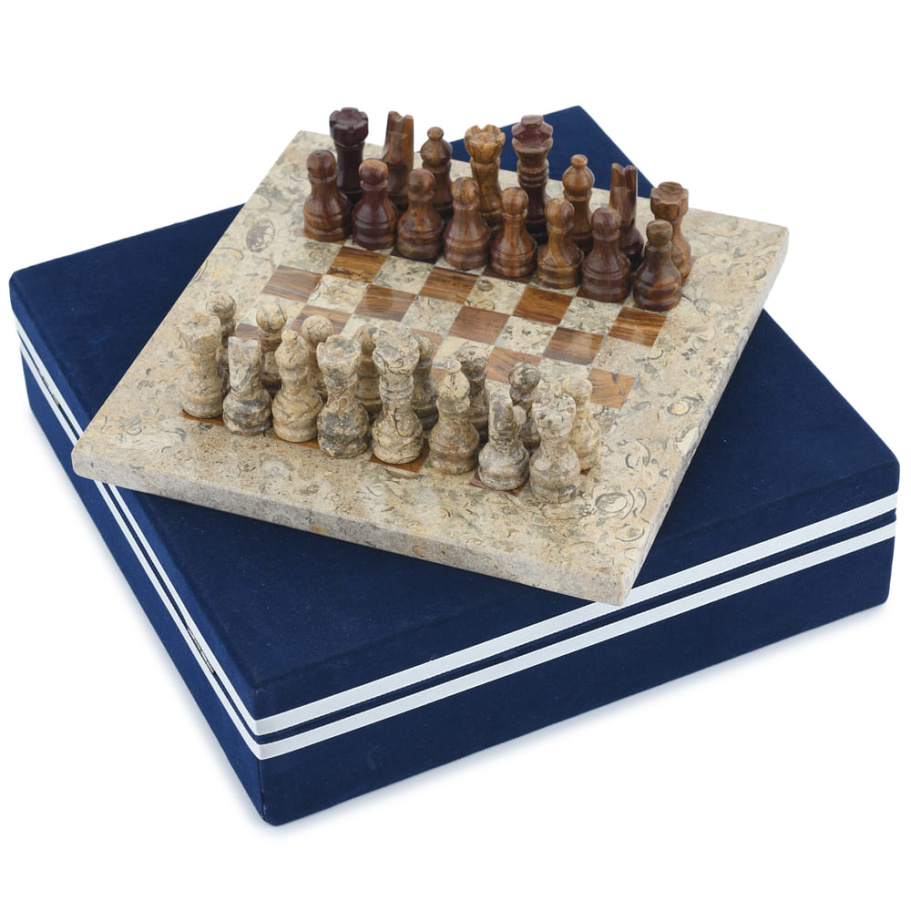 Шахматы из камня "Сицилия" яшма и ракушечник 20