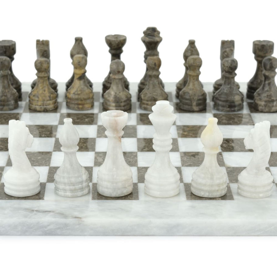 Шахматы из камня "Финикия" серый мрамор 30 купить в Нижнем Новгороде