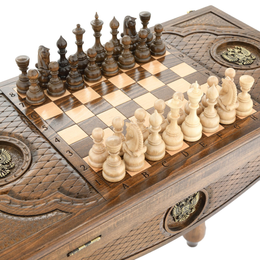 Стол ломберный Шахматы + Нарды резные "Родина" 60, Harutyunyan купить в Нижнем Новгороде