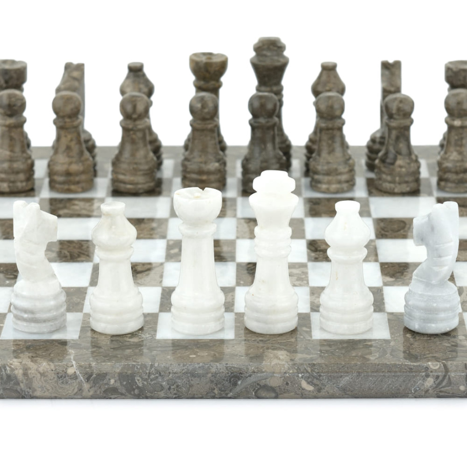 Шахматы из камня "Одиссея" серый мрамор 30 купить в Нижнем Новгороде