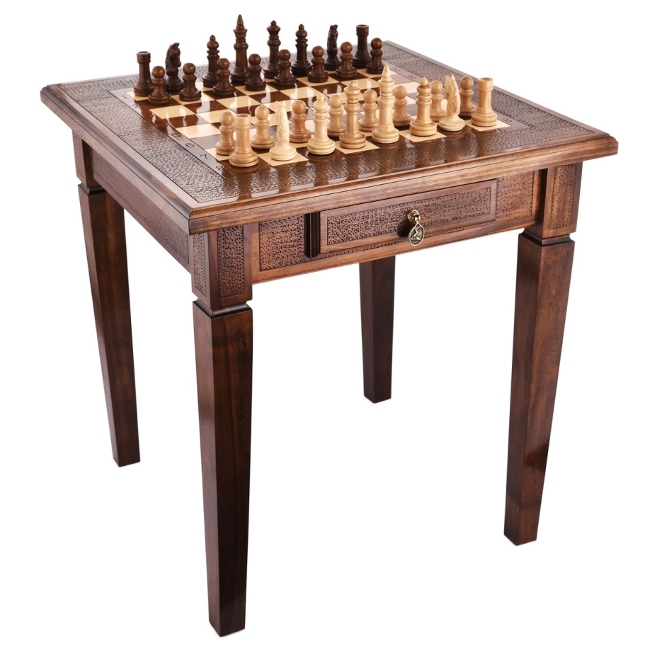 Стол ломберный Шахматы резные "Цитадель" 60