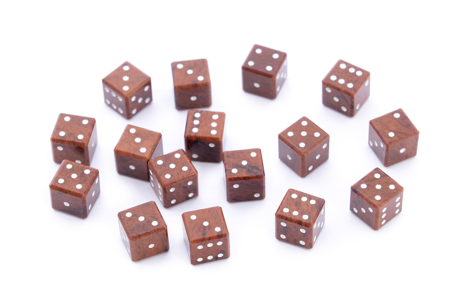 Кости игральные из коричневого обсидиана, 10 мм (2 шт), Harutyunyan купить в Нижнем Новгороде