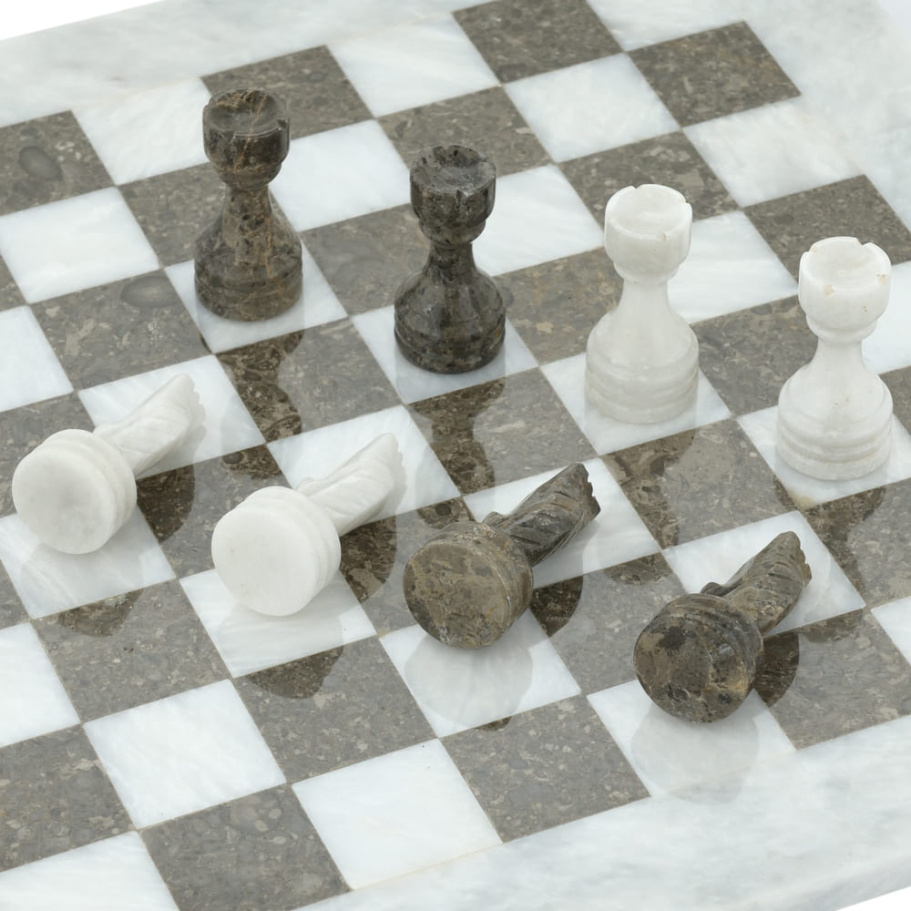Шахматы из камня "Финикия" серый мрамор 30 купить в Нижнем Новгороде