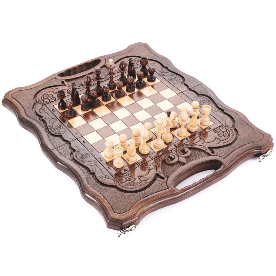 Шахматы + нарды резные "Узор" 40, Harutyunyan