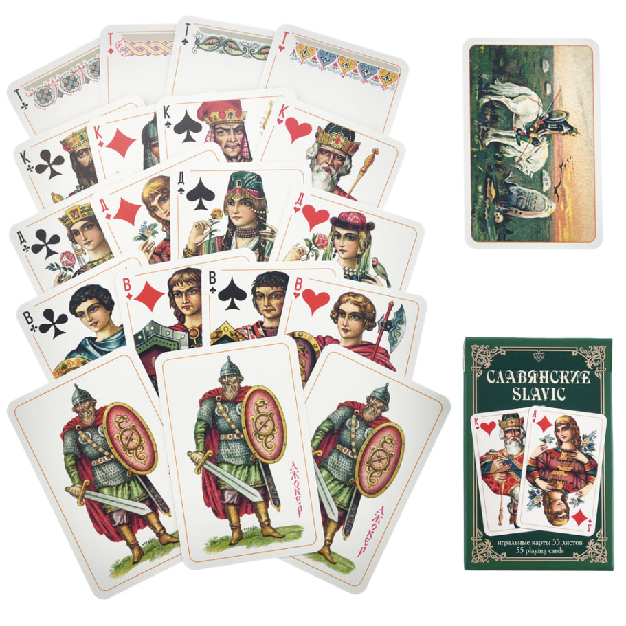 Карты игральные "Славянские" зеленая рубашка, 55 карт купить в Нижнем Новгороде