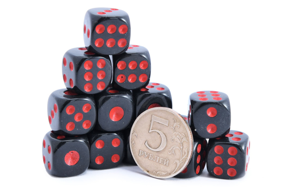 Кости игральные, пластик, черные 14 мм (2 шт), StartTime купить в Нижнем Новгороде