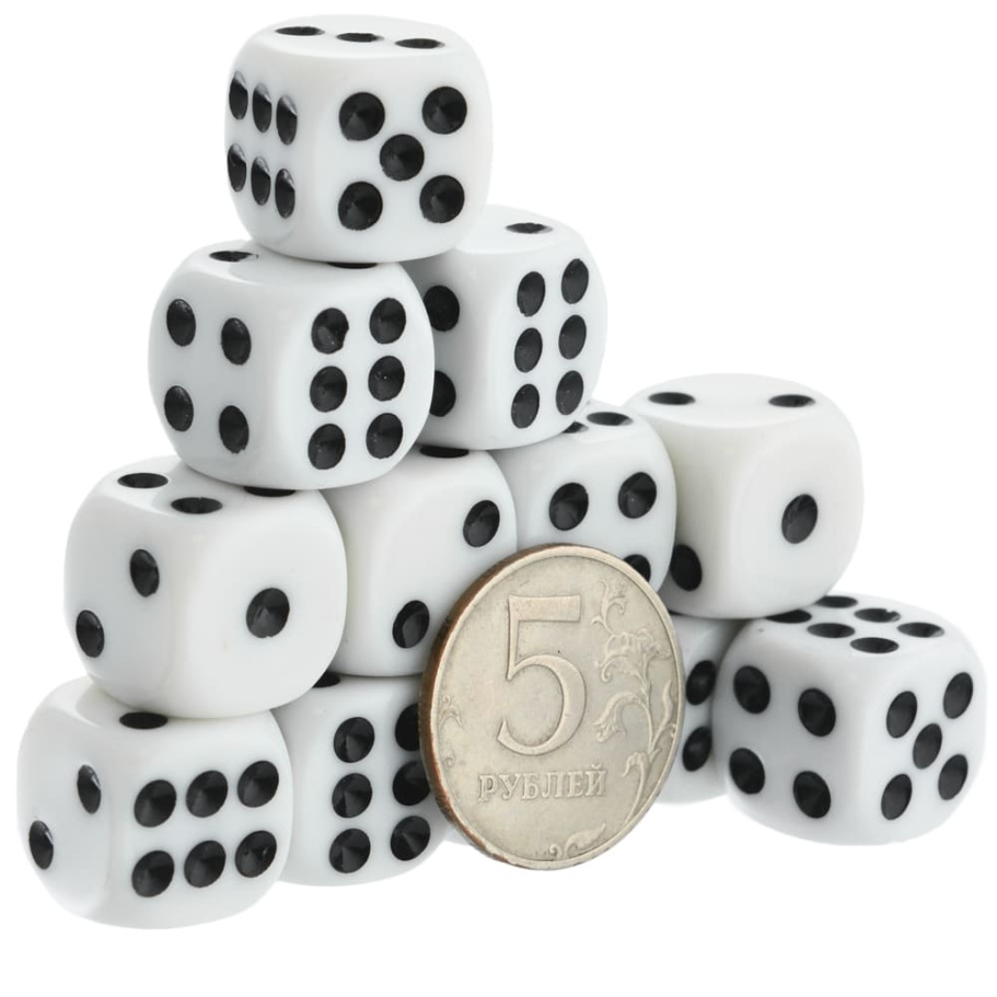 Кости игральные "Стандарт" пластик, белые, 15 мм (2 шт.) купить в Нижнем Новгороде
