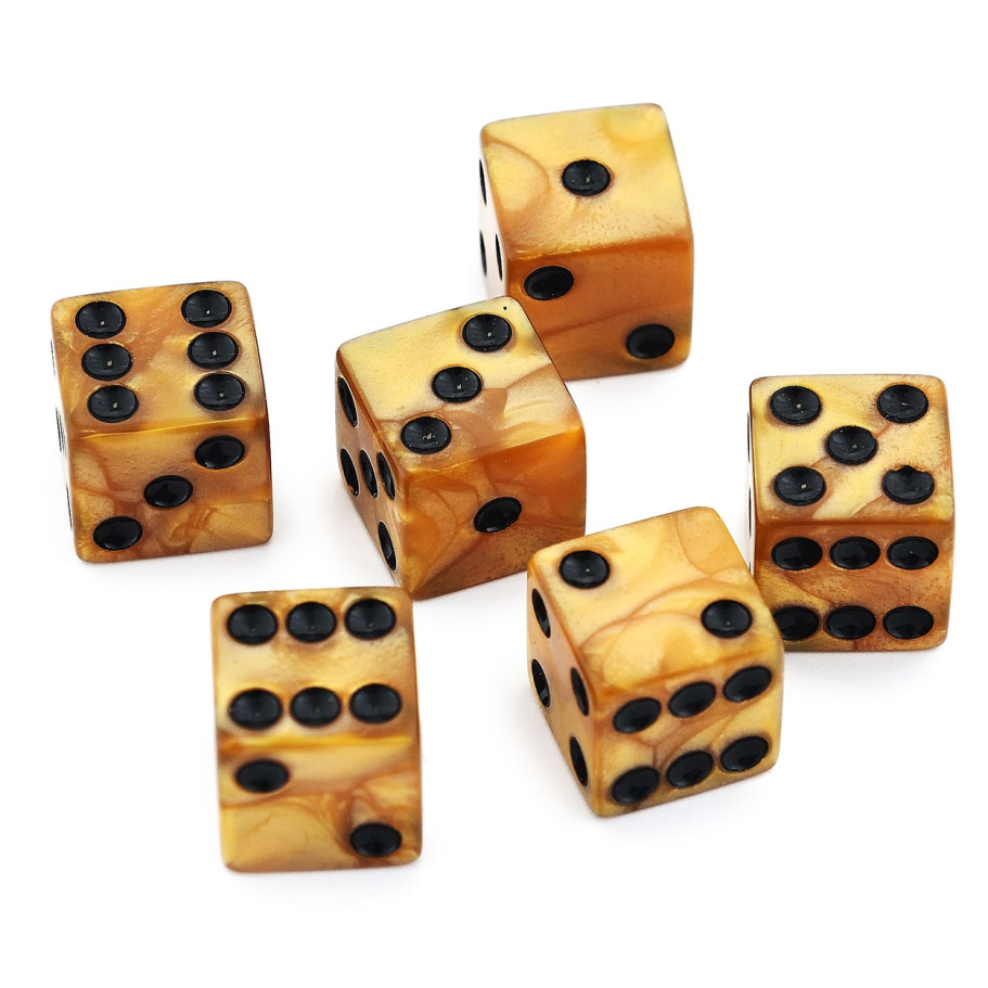 Кости игральные "Лазурь" акрил, желтый, 15 мм (2 шт.) купить в Нижнем Новгороде