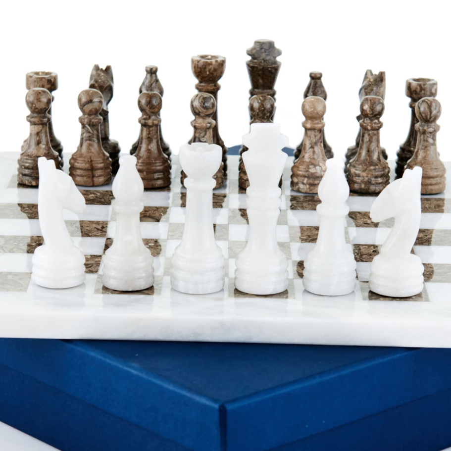 Шахматы из камня "Артер Карфаген" серый мрамор 40 купить в Нижнем Новгороде