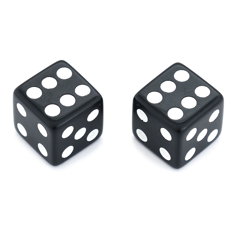 Кости игральные "Классика" пластик, черные, 15 мм (2 шт.)