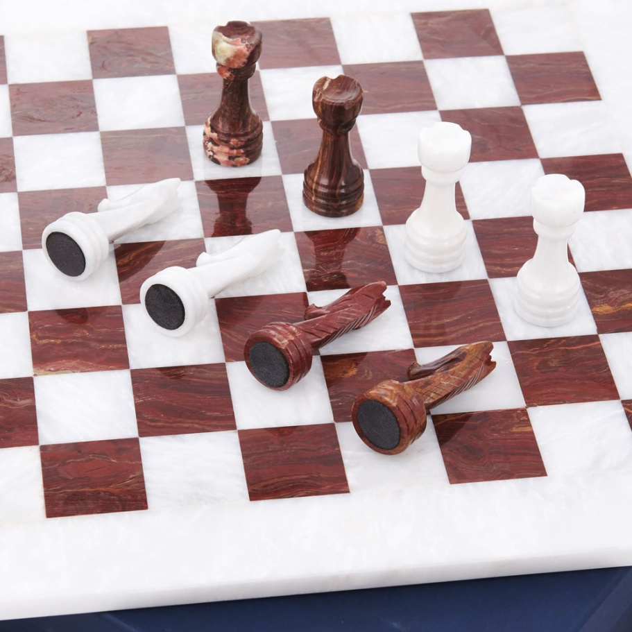 Шахматы из камня "Артер Карфаген" мрамор и яшма 40 купить в Нижнем Новгороде