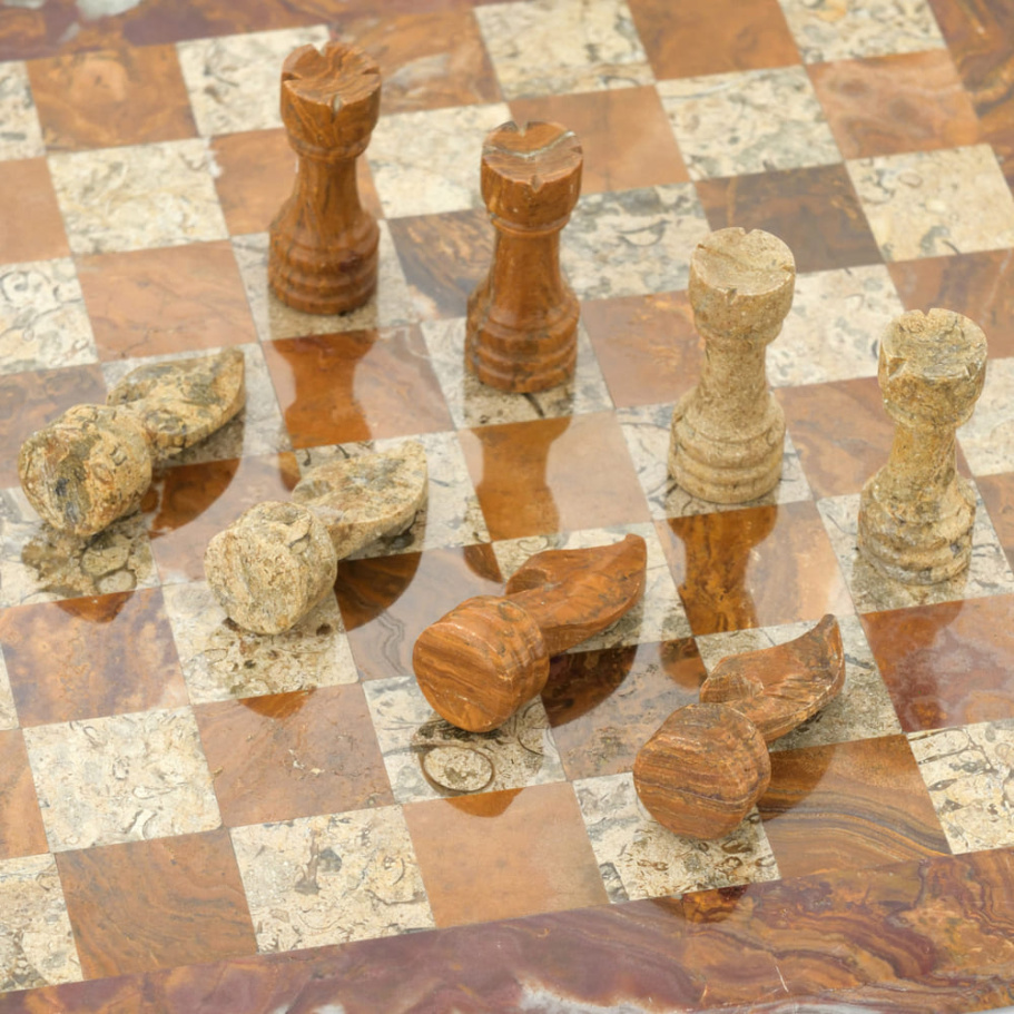 Шахматы из камня "Этрурия" яшма и ракушечник 30 купить в Нижнем Новгороде