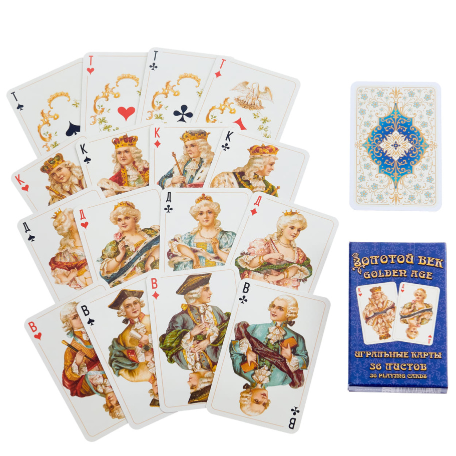 Карты игральные "Золотой Век" , синяя рубашка, 36 карт купить в Нижнем Новгороде
