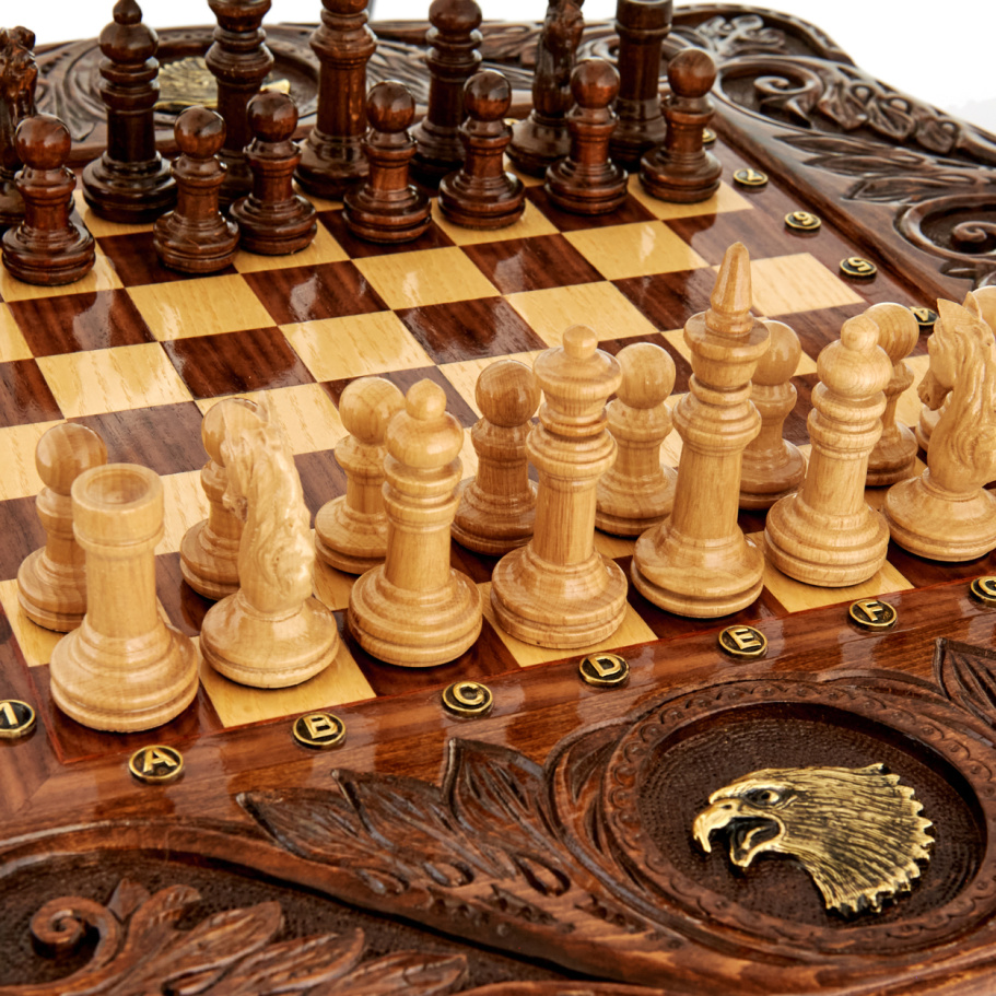 Стол ломберный Шахматы резные "Гордый орел" 60 купить в Нижнем Новгороде