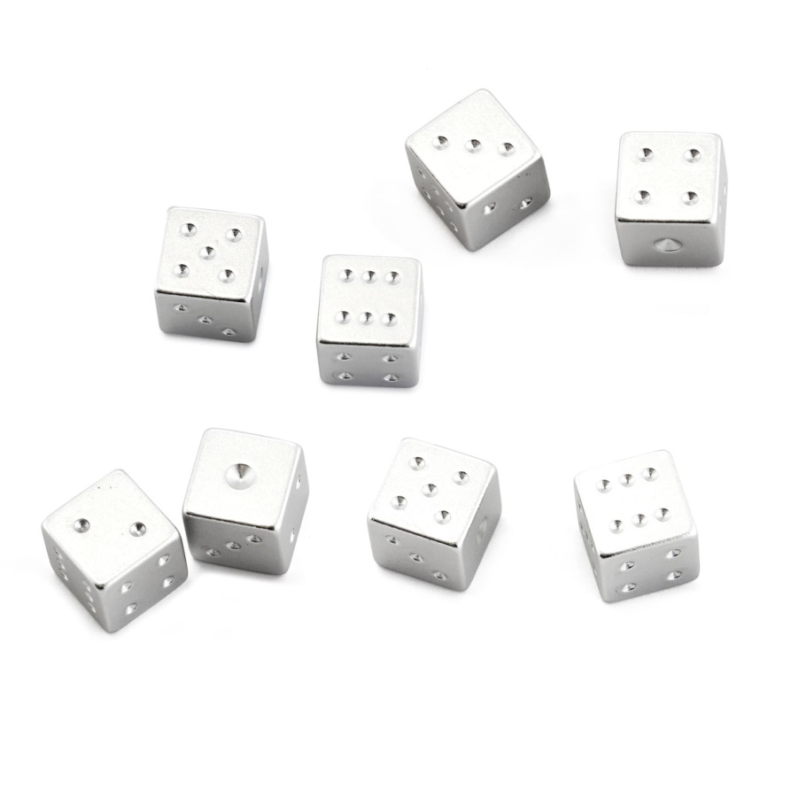Кости игральные "Премиум" металл, серебристый, 15 мм (2 шт.) купить в Нижнем Новгороде