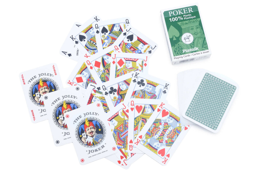 Карты игральные Кейтс 100% пластик, зеленая рубашка, 55 карт купить в Нижнем Новгороде