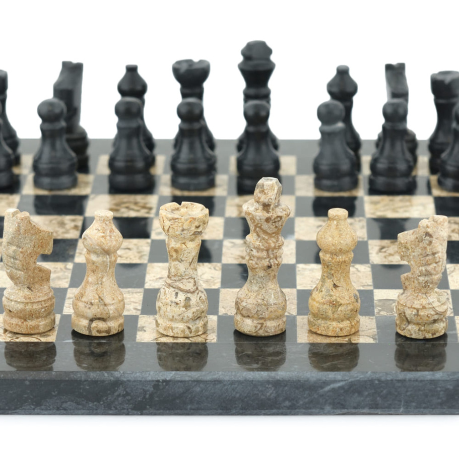 Шахматы из камня "Илион" мрамор и ракушечник 25 купить в Нижнем Новгороде