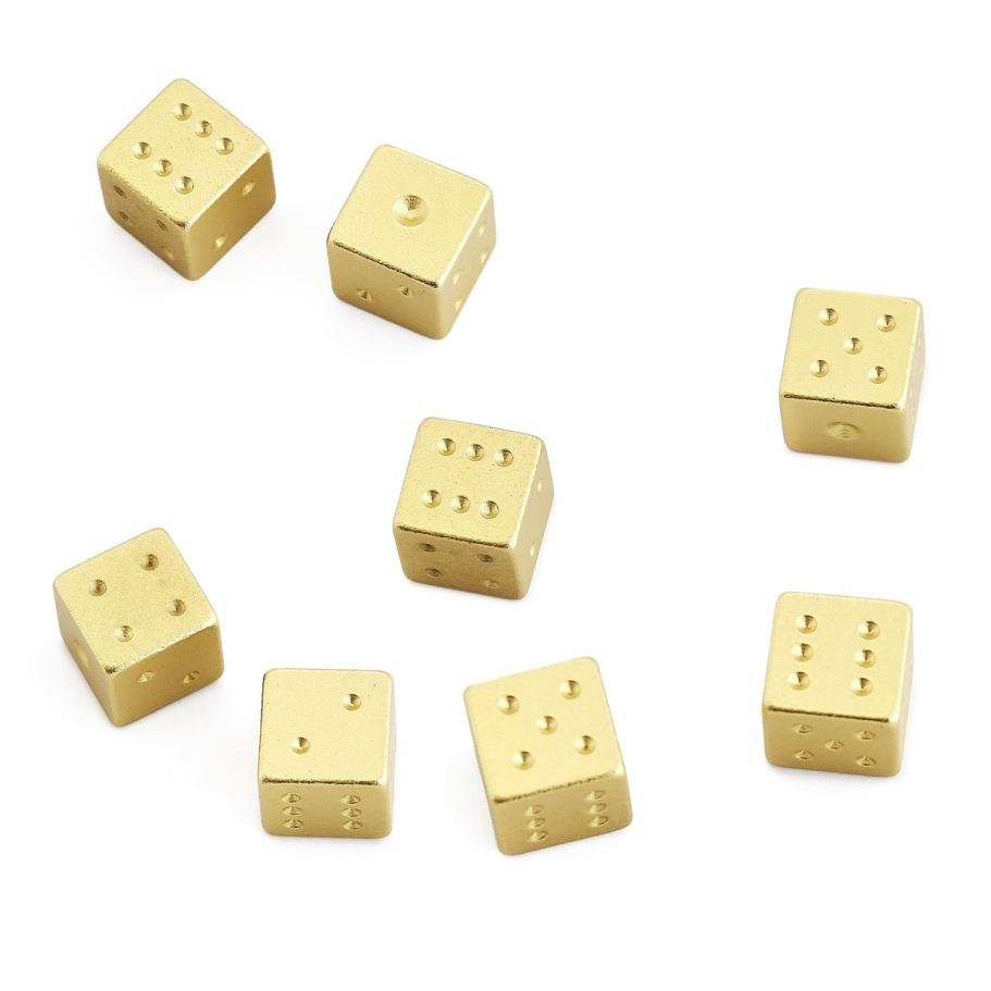 Кости игральные "Премиум" металл, золотой, 15 мм (2 шт.) купить в Нижнем Новгороде