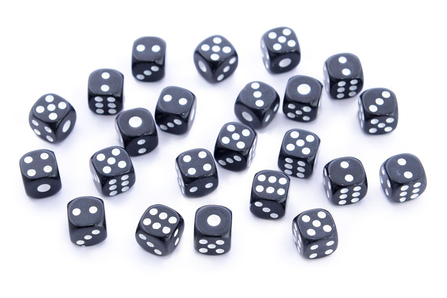 Кости игральные, пластик, черные 10 мм (2 шт), WoodGames купить в Нижнем Новгороде