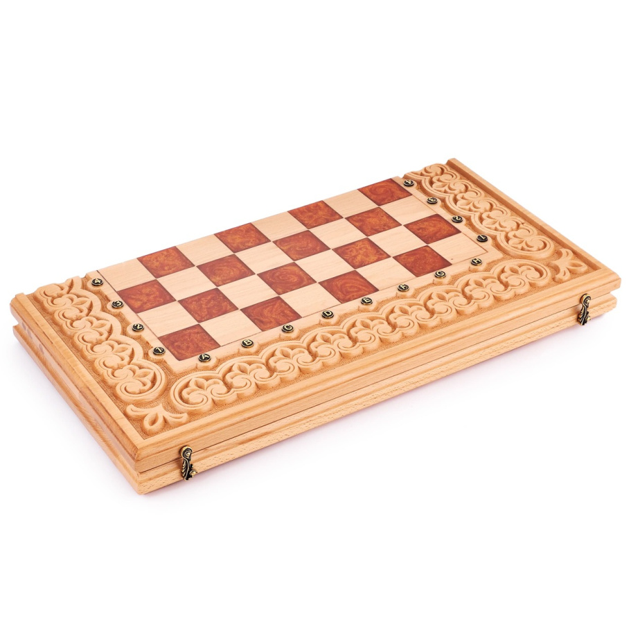 Шахматы + нарды резные "Гелиодор" большие, 60 купить в Нижнем Новгороде