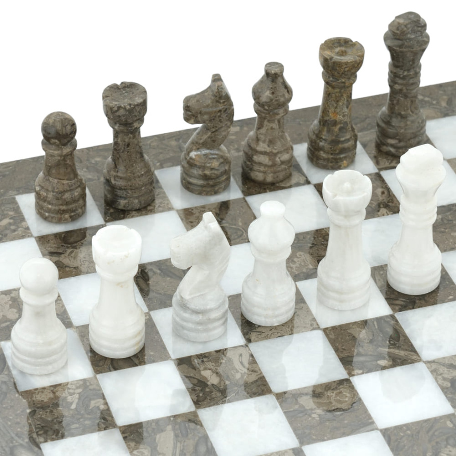 Шахматы из камня "Одиссея" серый мрамор 30 купить в Нижнем Новгороде