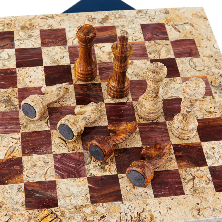 Шахматы из камня "Карфаген" яшма и ракушечник 30 купить в Нижнем Новгороде