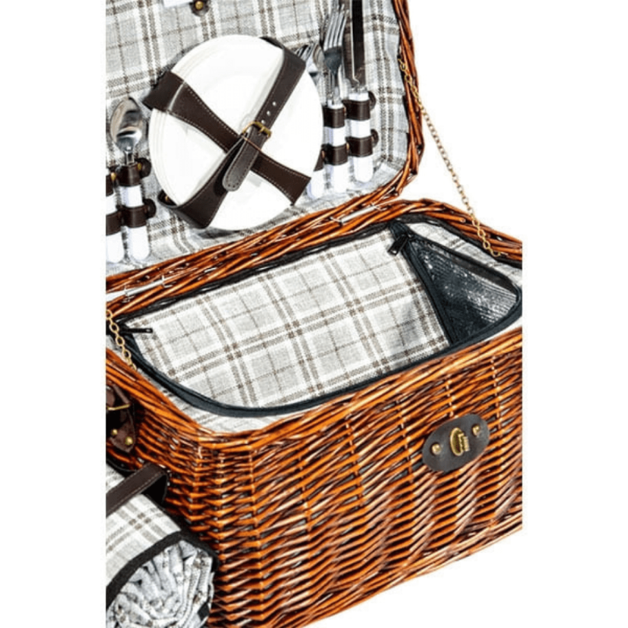 Корзина для пикника Рассвет (на 4 персоны) с пледом купить в Нижнем Новгороде