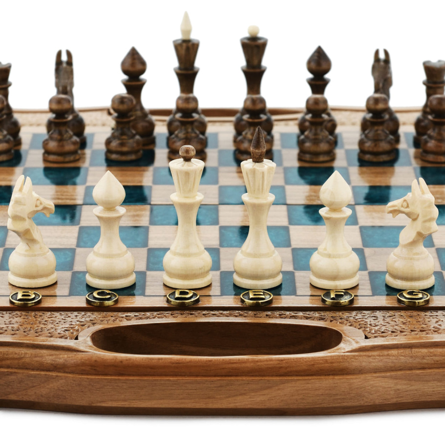 Шахматы + нарды резные "Топаз" 30 купить в Нижнем Новгороде