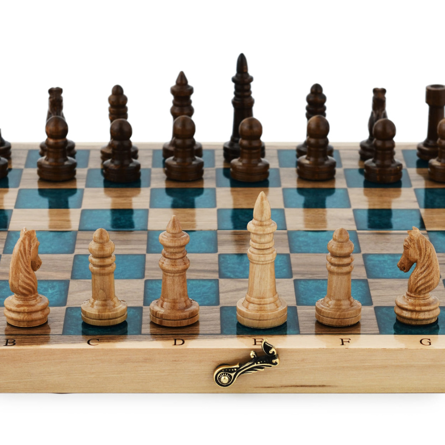 Шахматы + нарды резные "Лазурит" 40 купить в Нижнем Новгороде