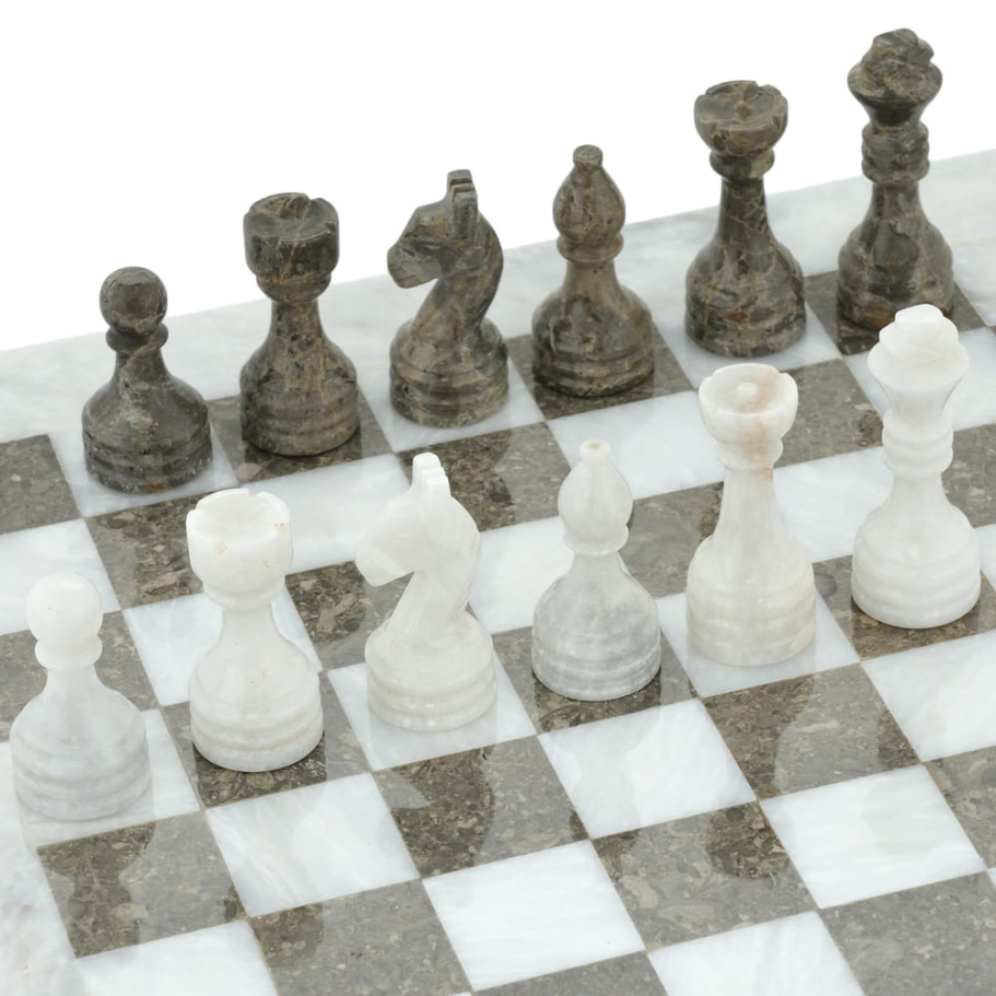 Шахматы из камня "Финикия" серый мрамор 30 купить в Нижнем Новгороде