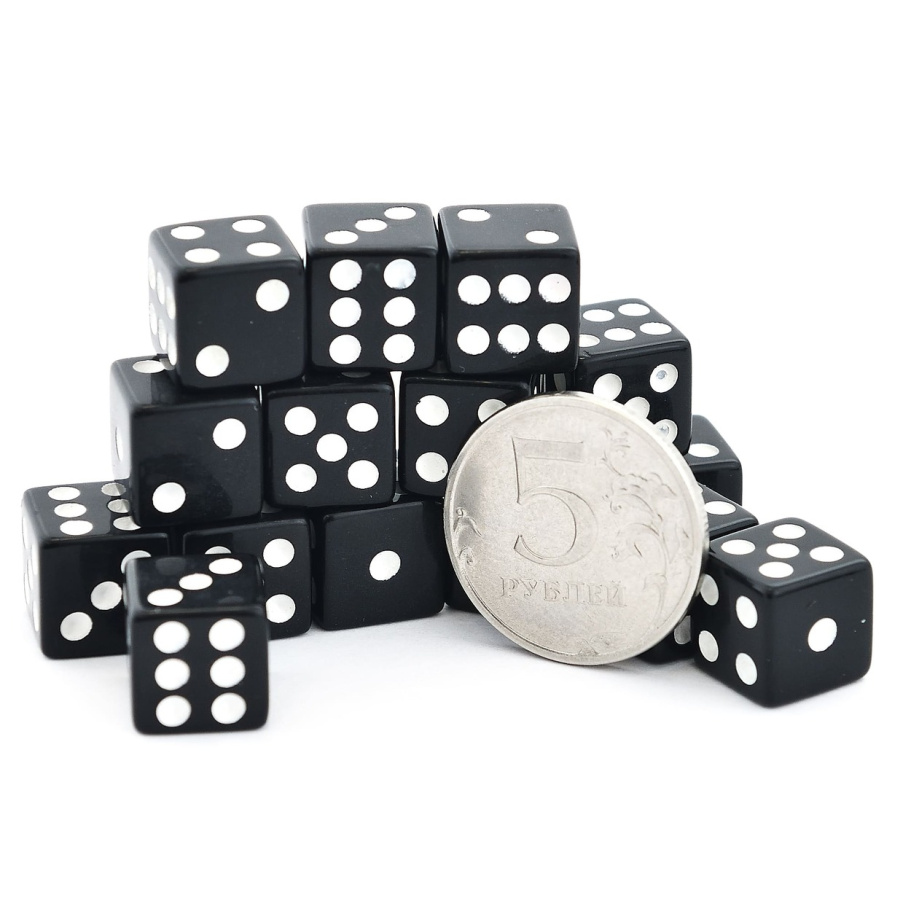 Кости игральные "Классика" пластик, черные, 12 мм (2 шт.) купить в Нижнем Новгороде