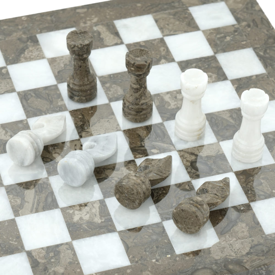 Шахматы из камня "Одиссея" серый мрамор 30 купить в Нижнем Новгороде
