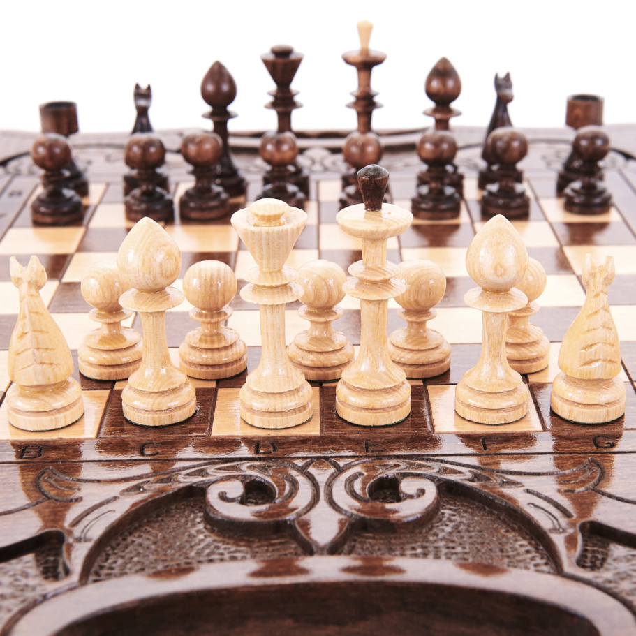 Шахматы + нарды резные "Узор" 40, Harutyunyan купить в Нижнем Новгороде