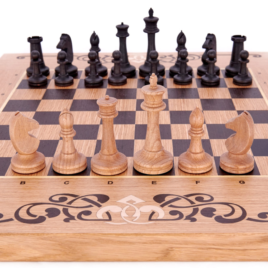 Шахматы + нарды резные "Венеция" дуб купить в Нижнем Новгороде