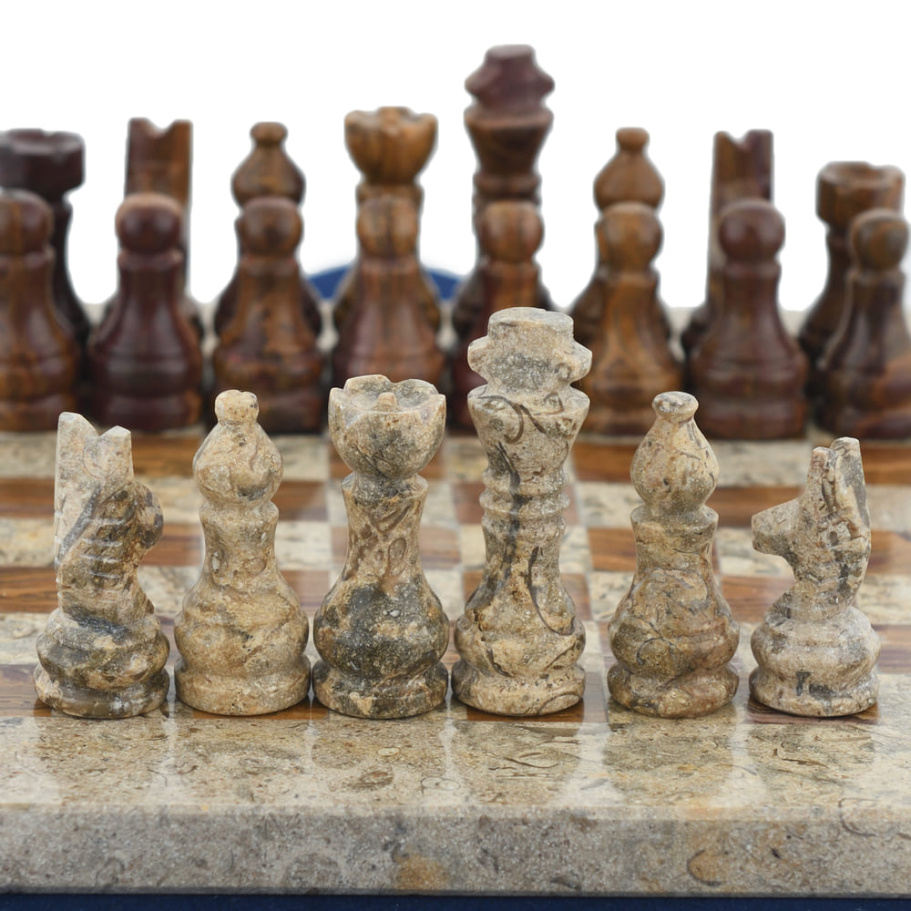 Шахматы из камня "Сицилия" яшма и ракушечник 20 купить в Нижнем Новгороде