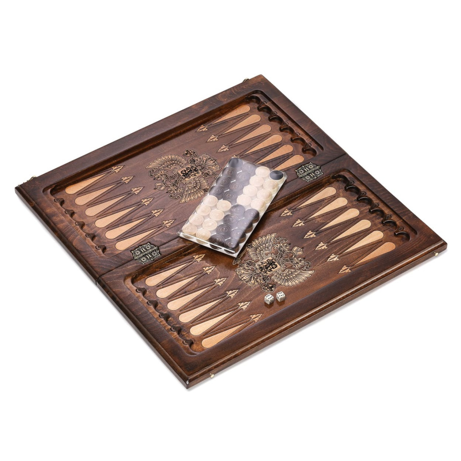 Нарды резные Рэкто "Герб России" средние 50, Harutyunyan купить в Нижнем Новгороде